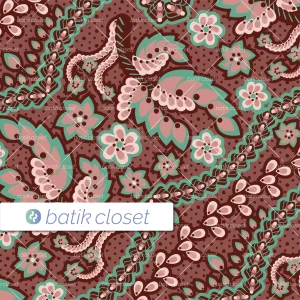 Batik Closet Parang Foliage Clay Red Seamless Surface Print