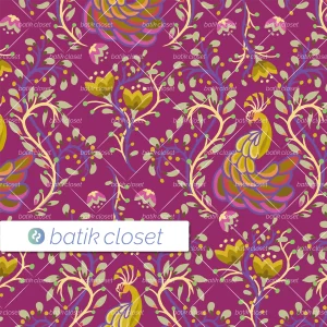 Batik Closet Floral Bouquet Phoenix Garden Burgundy Seamless Surface Print